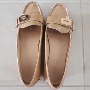 Cole Haan Tan Driving Moccasin With Gold Buckle